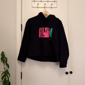 Black Uniqlo SPRZ Hoodie Corita Kent “Love is Here to Stay” sz S